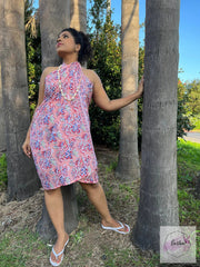 Block Print Peach Floral Sarong