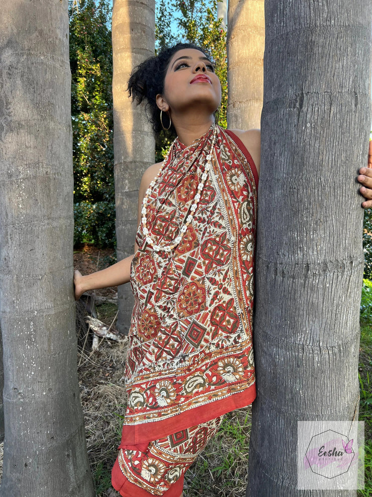 Block Print Sarong-Geomatric Kalamkari
