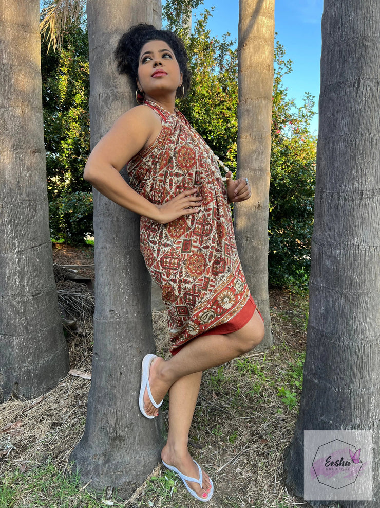 Block Print Sarong-Geomatric Kalamkari