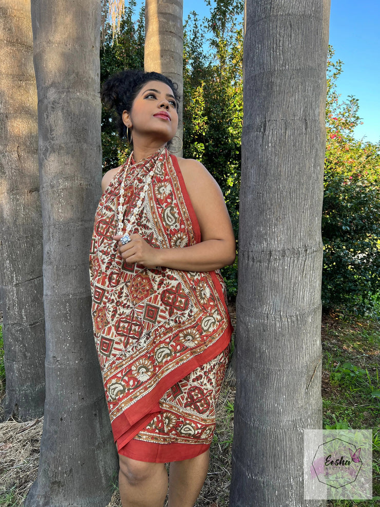 Block Print Sarong-Geomatric Kalamkari