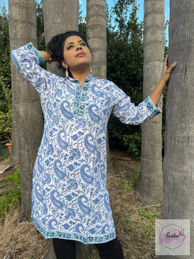 Blue Paisley Hand Block Print Tunic