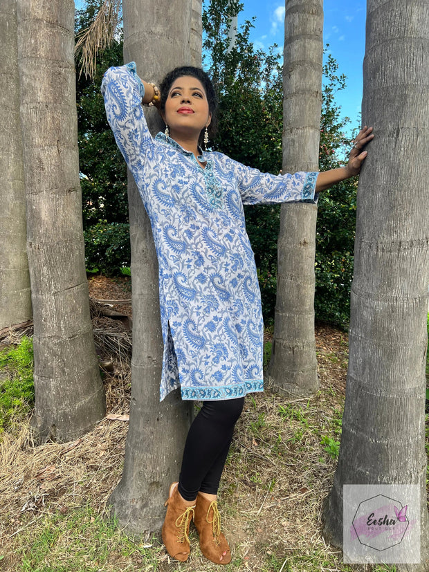 Blue Paisley Hand Block Print Tunic