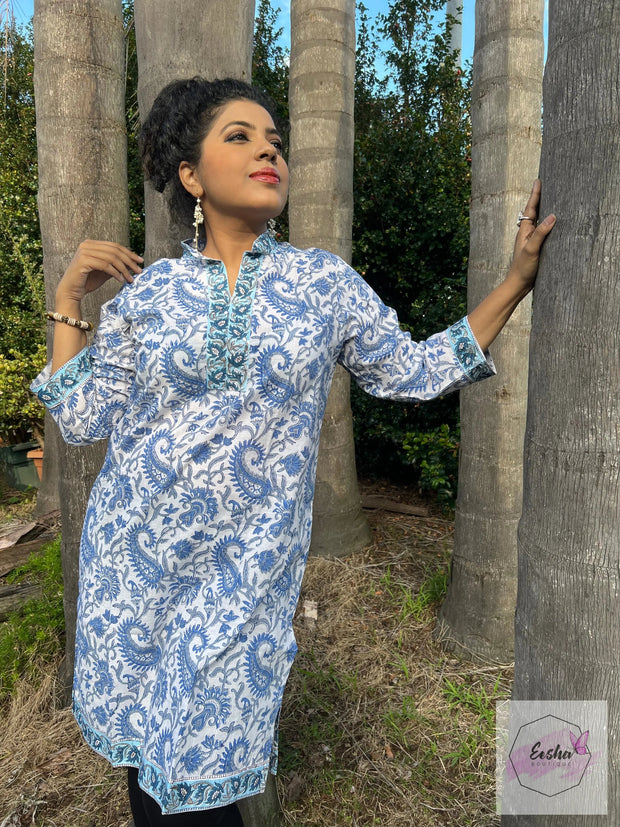 Blue Paisley Hand Block Print Tunic