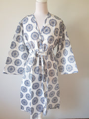 Blue Mandala Short Kimono Robe