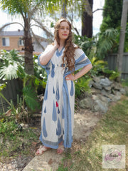 Blue Cyprus - Block Print Long Kaftan