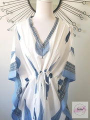 Blue Cyprus - Block Print Long Kaftan