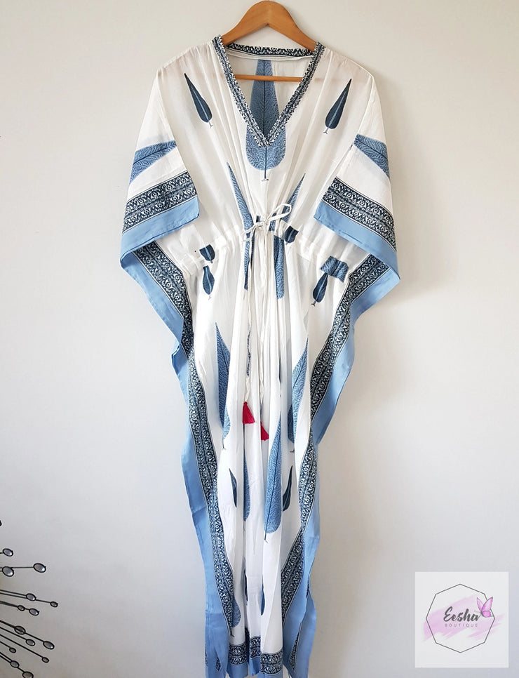 Blue Cyprus - Block Print Long Kaftan
