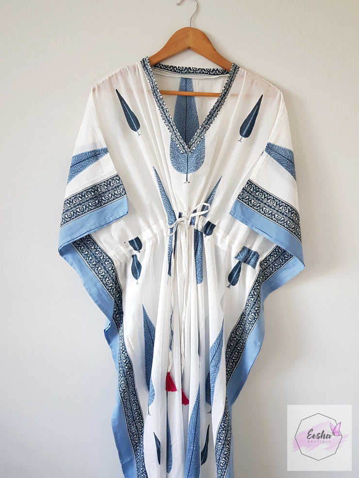 Blue Cyprus - Block Print Long Kaftan