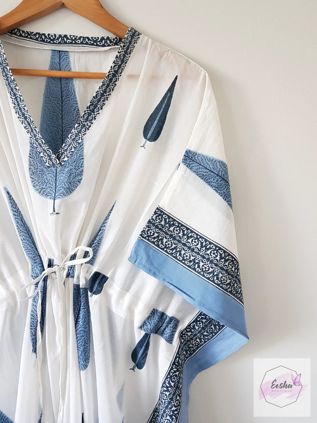 Blue Cyprus - Block Print Long Kaftan