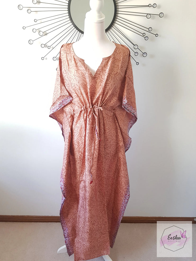 Blush Vintage Silk Long Kaftan