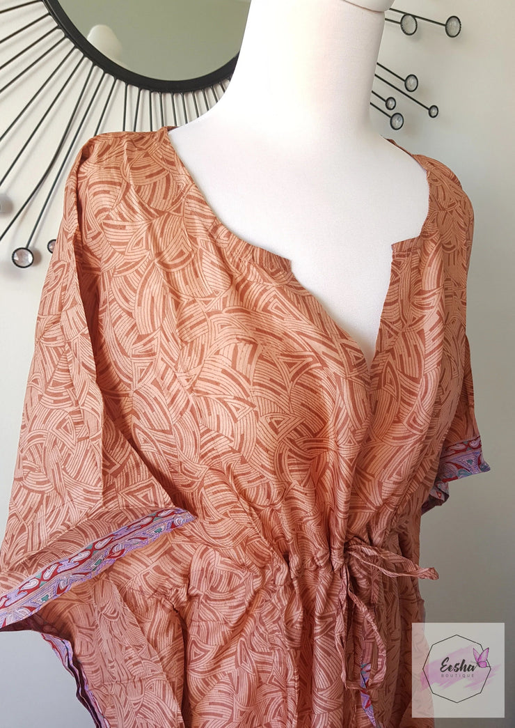 Blush Vintage Silk Long Kaftan