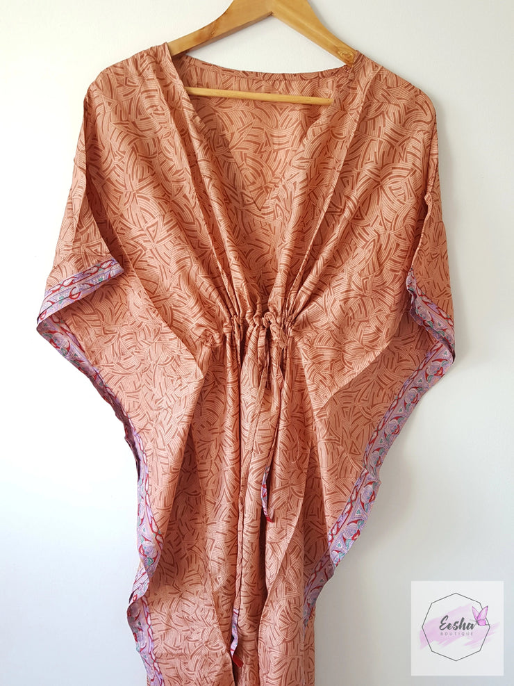 Blush Vintage Silk Long Kaftan