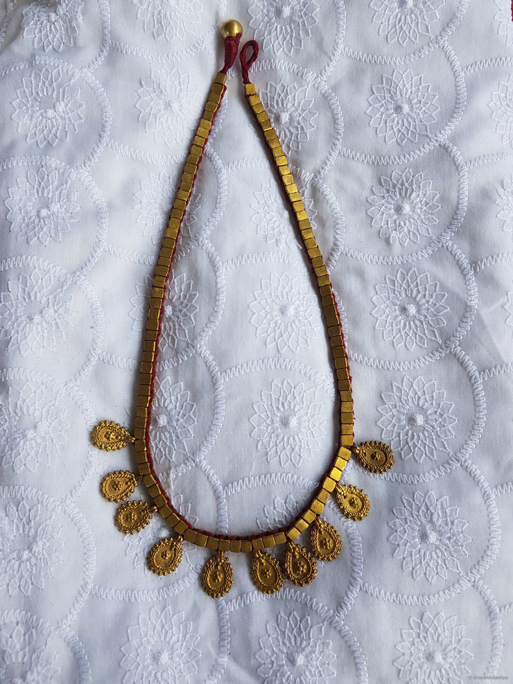 Tribal Petal Brass Pendant Necklace