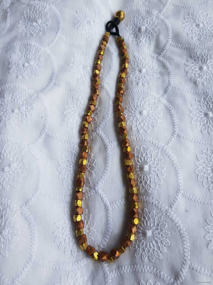 Geomatric Brass and Copper Bead Necklace