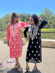 Chandani - Peach - Hand Embroidered Chikankari Kurta