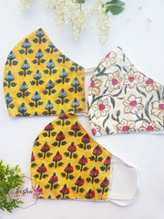 Block Print Face Mask - Cotton Voile - EeshaBoutique