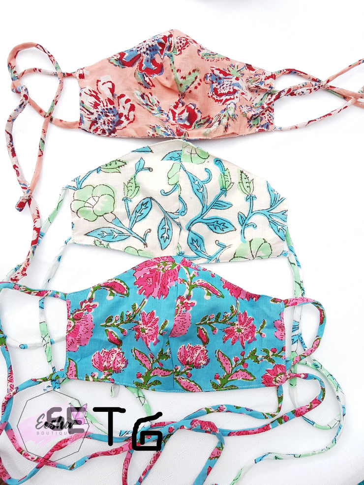 Set of 3 Face Masks - Three layers with string -  by EeshaBoutique - Face Mask, gshop
