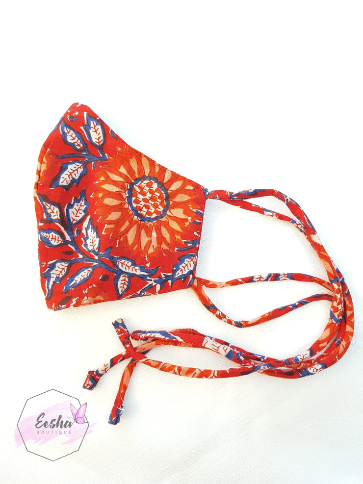 Sunflower Face Mask - Three Layers With String -  by EeshaBoutique - Face Mask, gshop