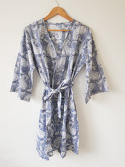 Gray Paisley Short Kimono Robe - Kimono Robe by EeshaBoutique - gshop, Short Robe