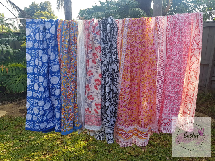 Hand Block Print Indian Organic Cotton Sarong