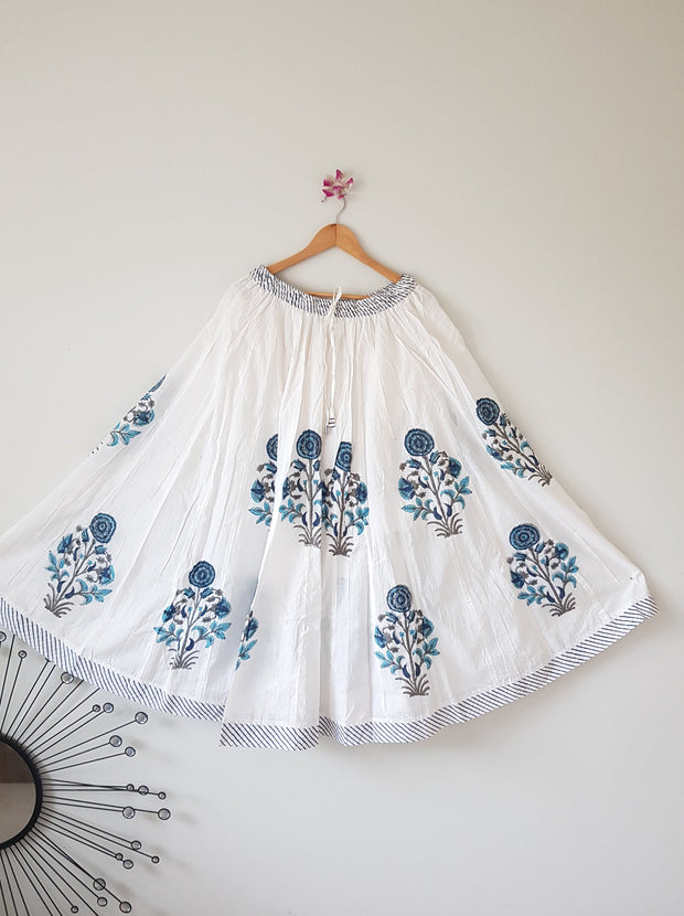 Hand Block Print Cotton Gathered Skirt