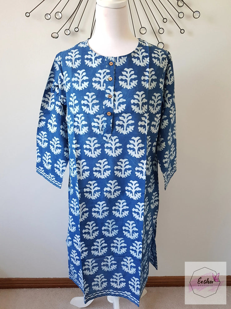 Indigo Tree Hand Block Print Tunic