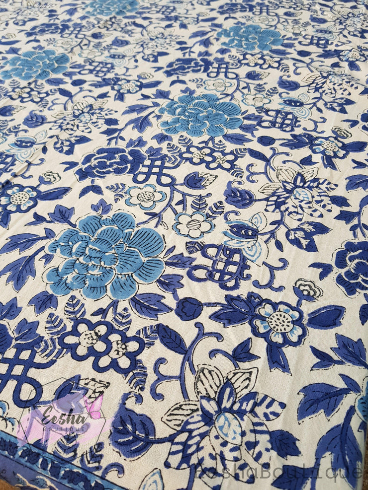 Hand Block Printed Table Cloth -  by EeshaBoutique - gshop, Indigo