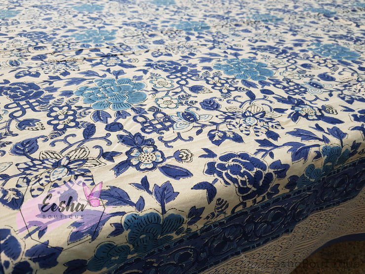Hand Block Printed Table Cloth -  by EeshaBoutique - gshop, Indigo