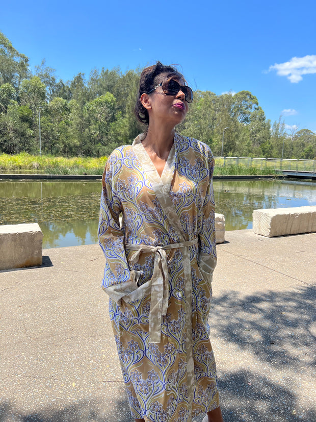 Hazelnut Long Kimono Robe-EeshaBoutique