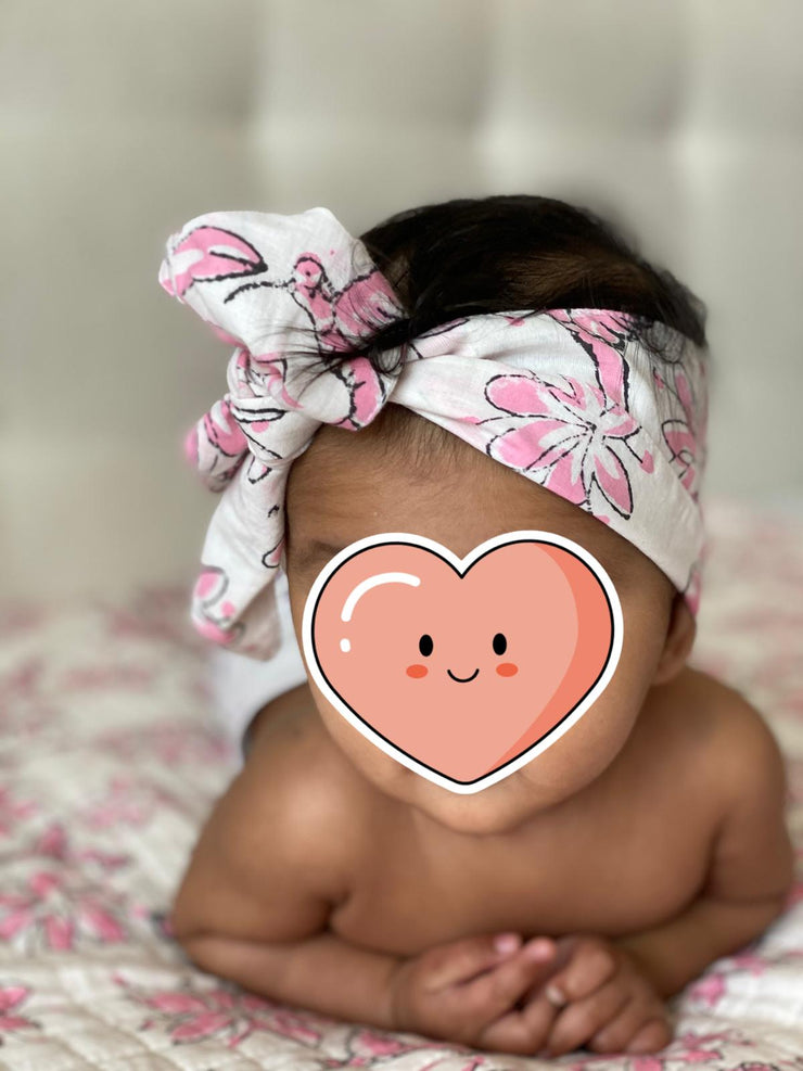 Baby Cotton Quilted Blanket, Baby Dohar and Headband Set - HummingBird