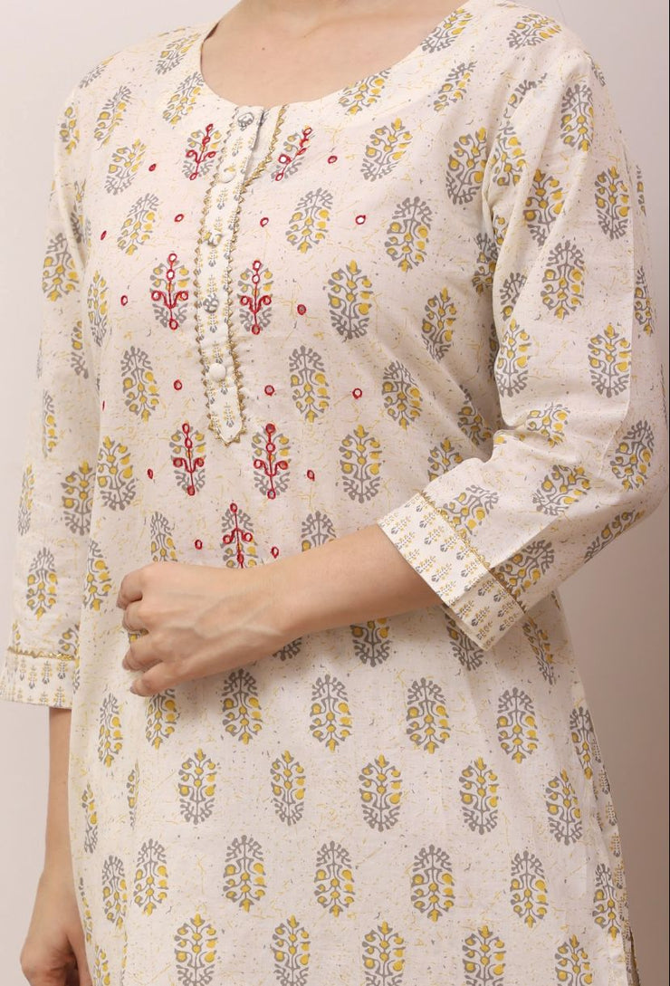 Three Piece Cotton Kurta Set