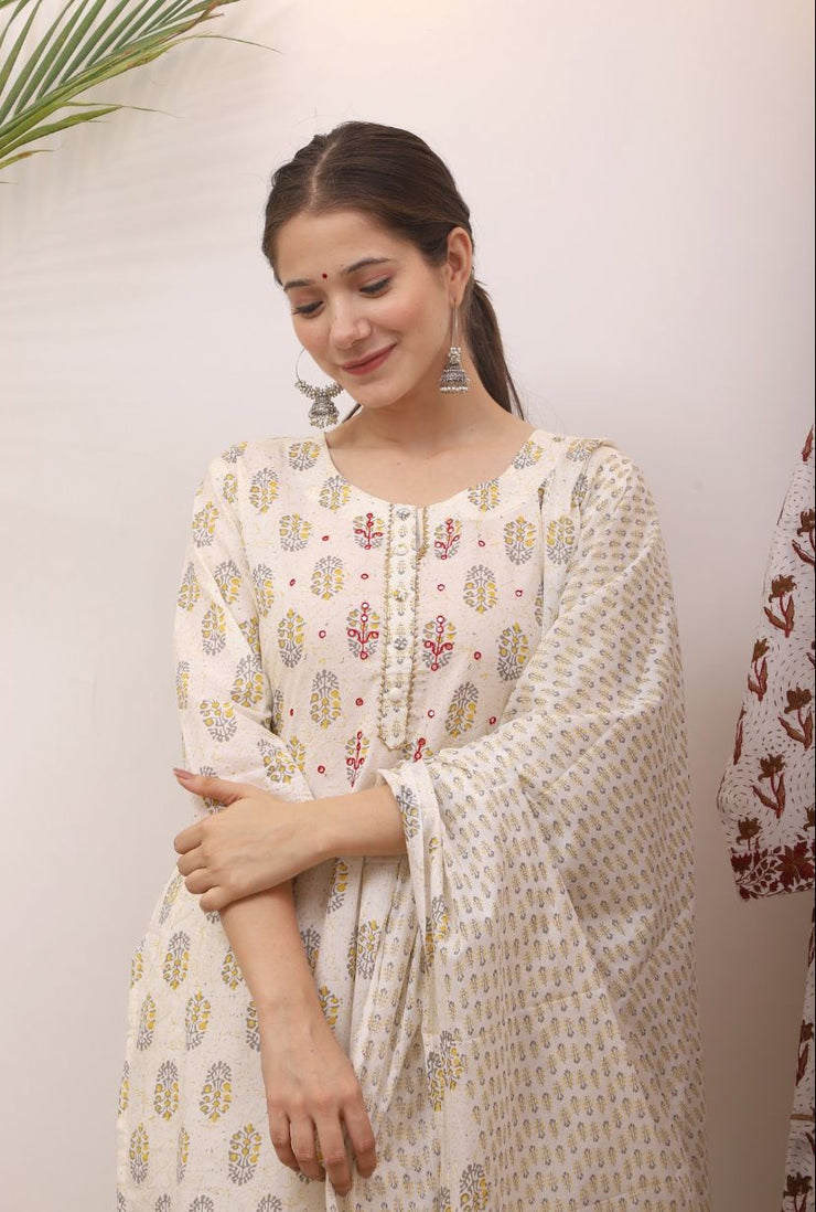 Three Piece Cotton Kurta Set