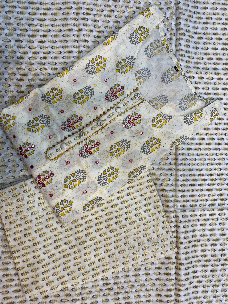 Three Piece Cotton Kurta Set