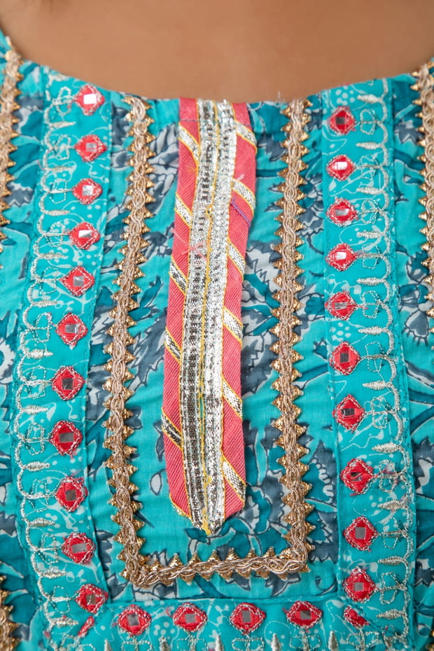 Sky Blue Kurti with pant and dupatta