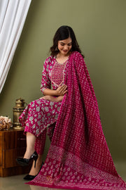 Floral Kurti with pant and dupatta