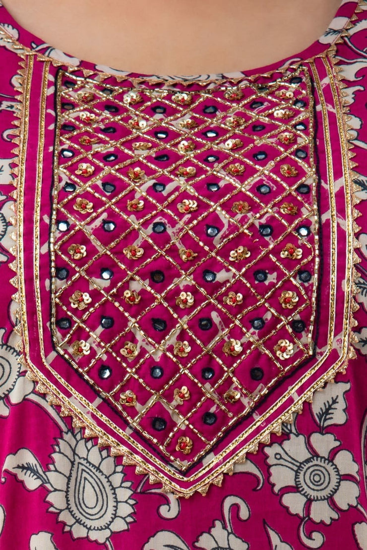 Floral Kurti with pant and dupatta