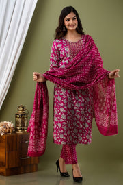 Floral Kurti with pant and dupatta