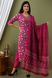 Floral Kurti with pant and dupatta