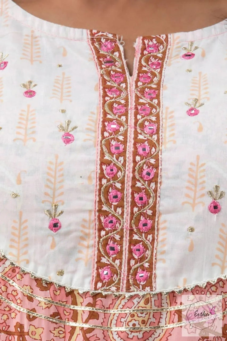 Paisley Peach Anarkali Kurti with pant and dupatta
