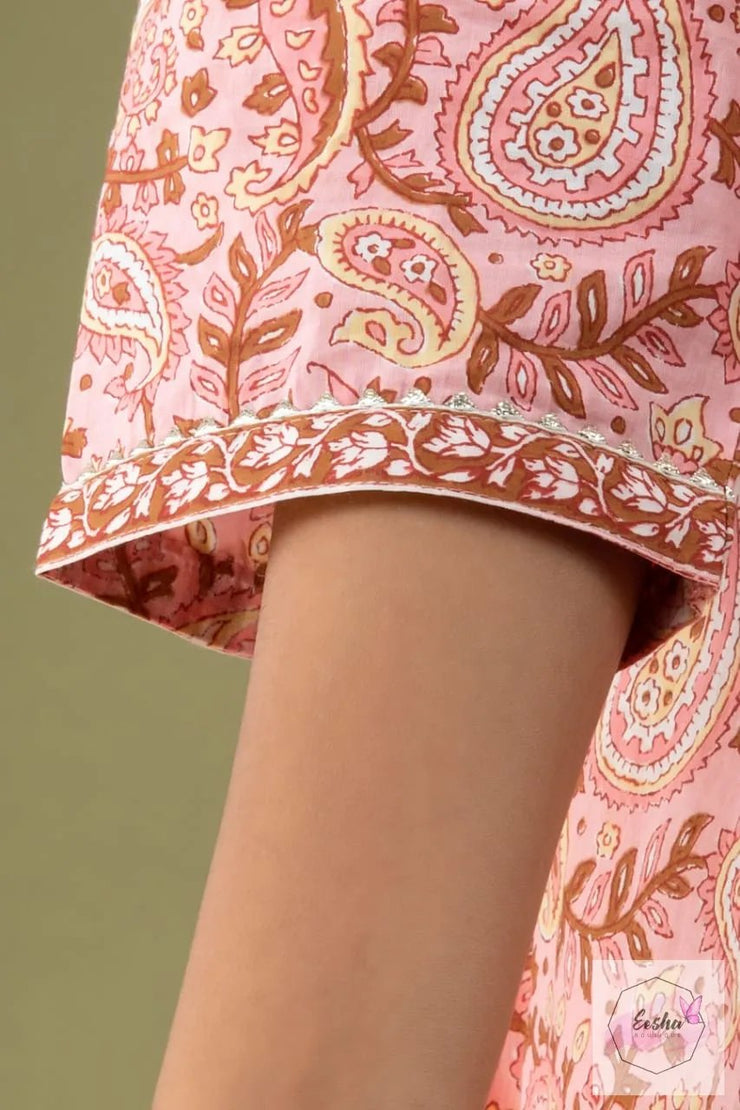 Paisley Peach Anarkali Kurti with pant and dupatta