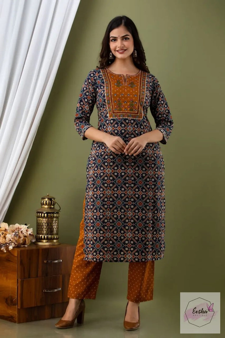 Patola Print Kurti with pant and dupatta