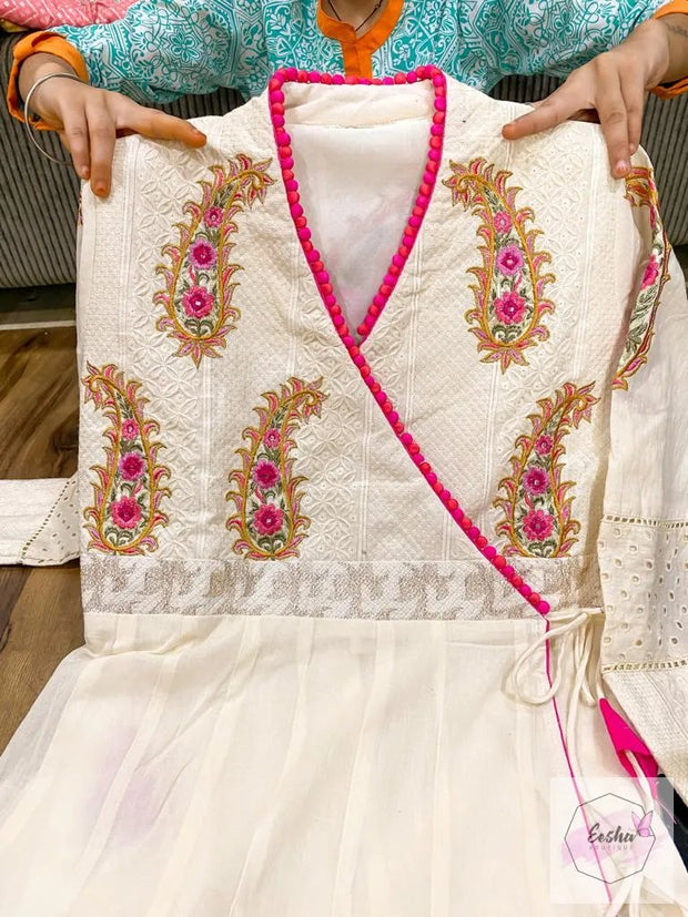 Off White Anarkali Angarkha long gown