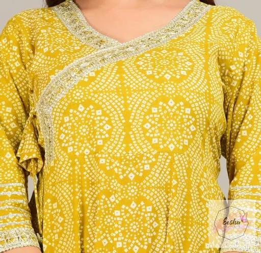 Bandej Print Cotton Angarkha Style Anarkali With Palazzo and Dupatta