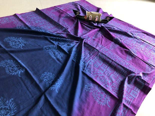 Hand Block Print Cotton Mulmul Saree - Saree by EeshaBoutique - gshop