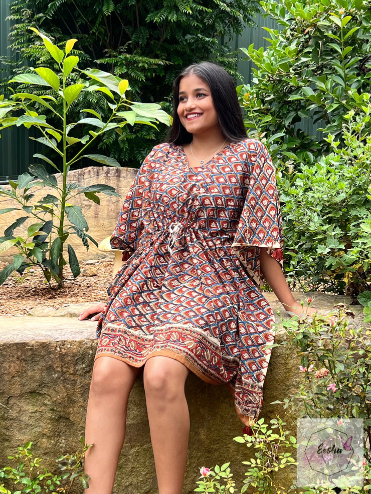 Short Kaftan - Kalamkari Print with Tussles