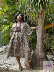 Long Kaftan - Dabu Print With Tussles