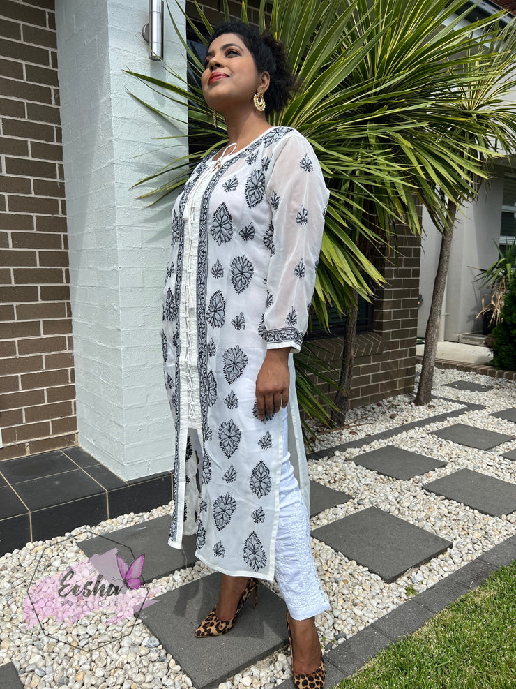 Chikankari Long Tunic -Hand Embroidered Georgette