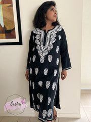 Rose Hand Embroidered Long Tunic Kurta