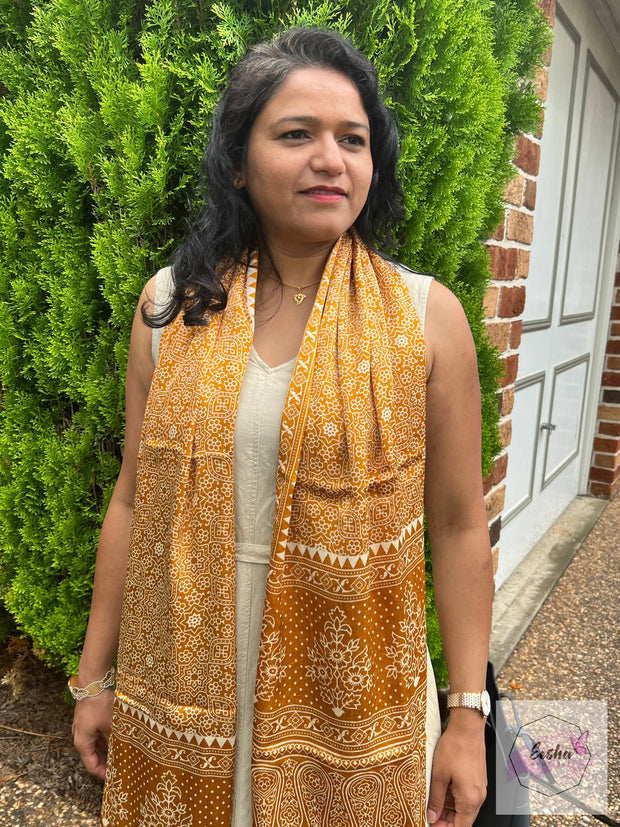 Ajrakh Masru Silk Stole - Devine