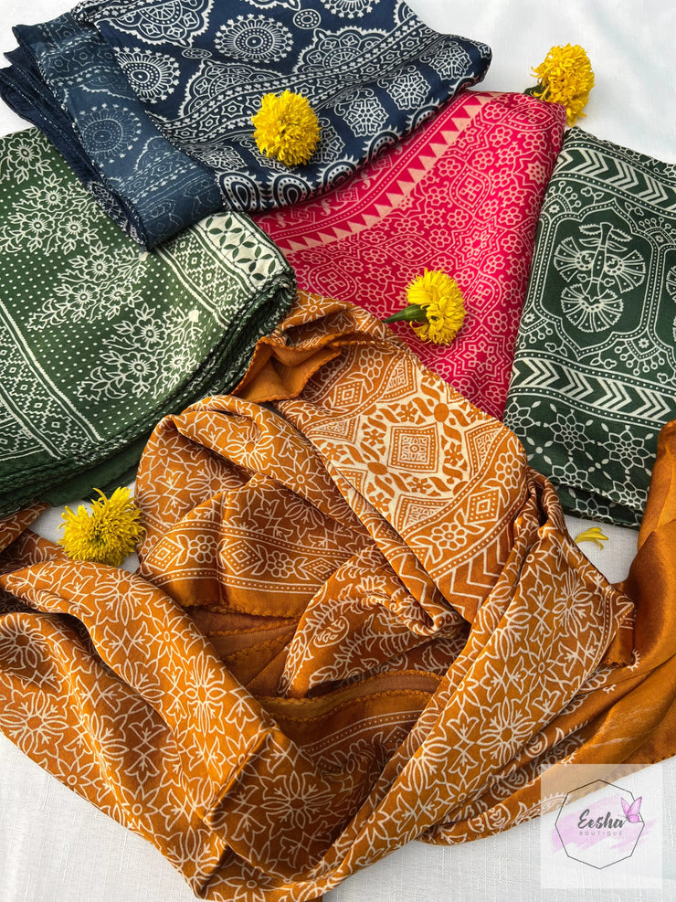 Ajrakh Masru Silk Stole - Devine